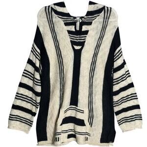 Indigenous Sz L 100% Organic Cotton Knit Hoodie Striped Pullover Beachy‎ Peru
